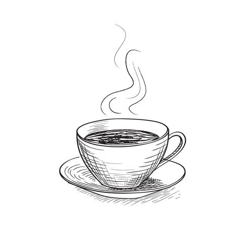 Cup of coffee engraving isolated. Coffee break icon. vector