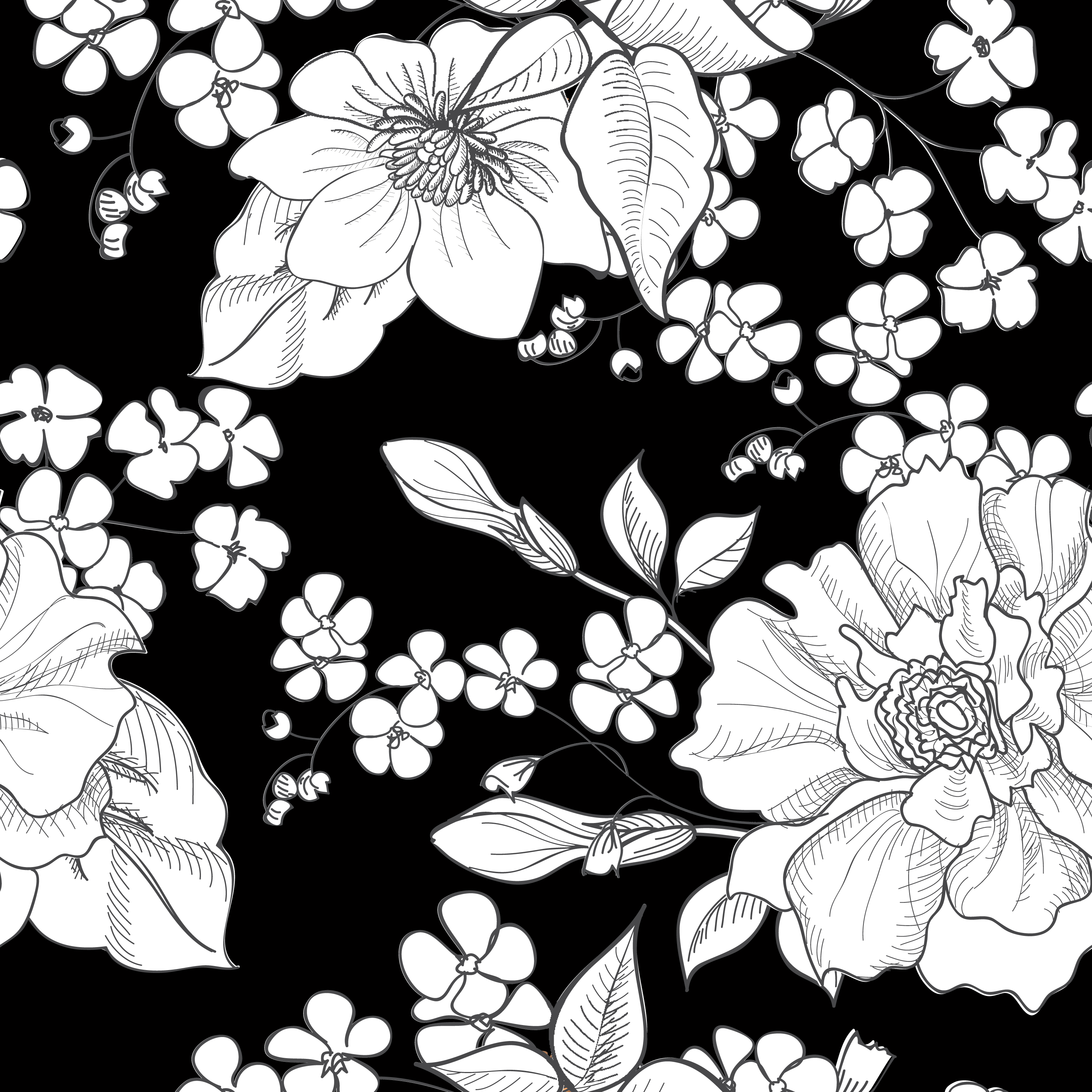 Floral engraved seamless pattern. Flower garden background 530886 ...