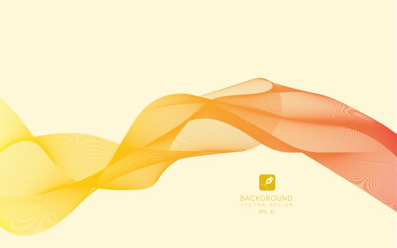 Abstract lines on a background. Line art. Vector illustration. Orange wave with lines created using blend tool. Curved wavy line,smooth stripe.Design element.