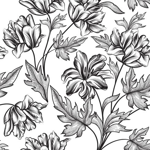 Floral seamless pattern. Flower background. Floral seamless text vector