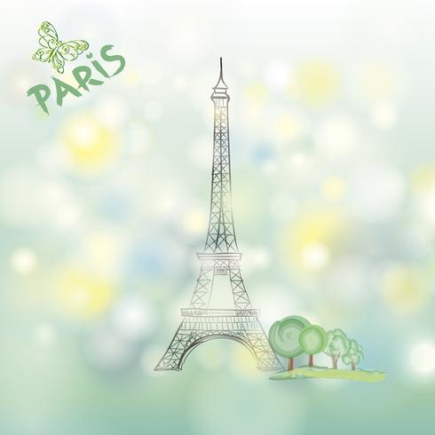Paris sign Famous Eiffel tower Travel France spring background vector