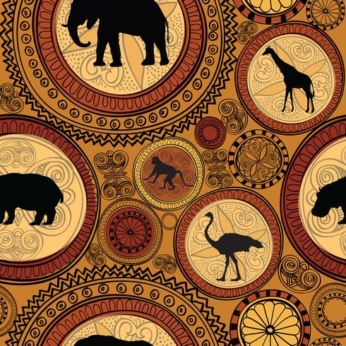 African ethnic seamless pattern. Abstract background with animals. vector