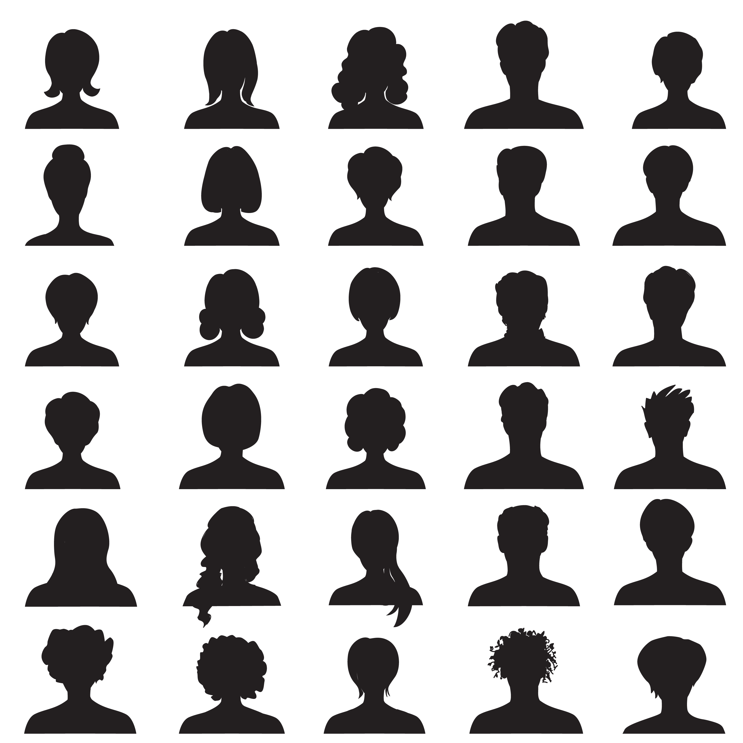 Set Of Avatar Or User Icons. Vector Illustration. Silhouette Of
