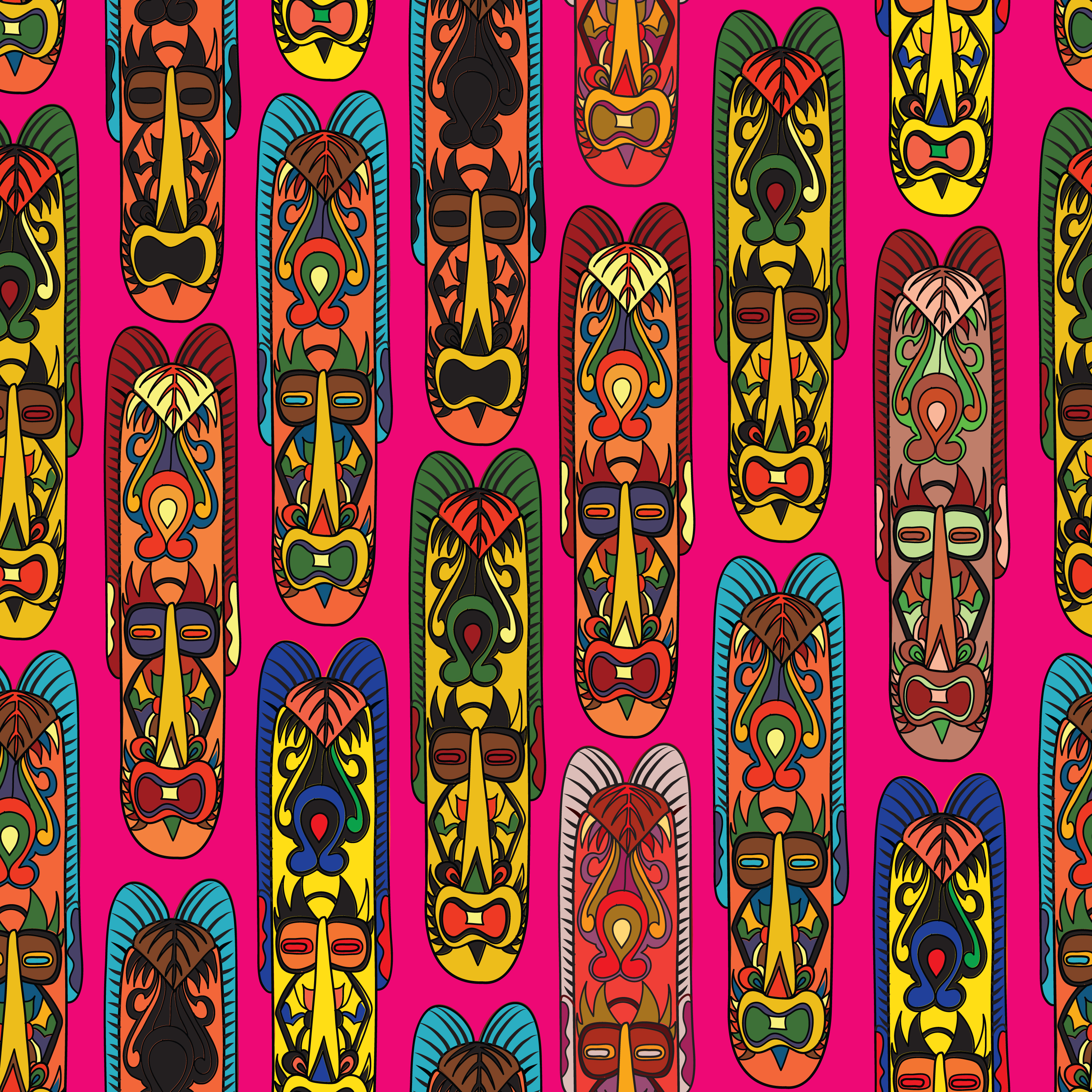 Ethnic seamless pattern  tribal  style African mask tiled 