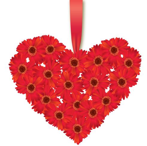 Flower bouquet. Floral heart frame. Flourish summer greeting card. vector