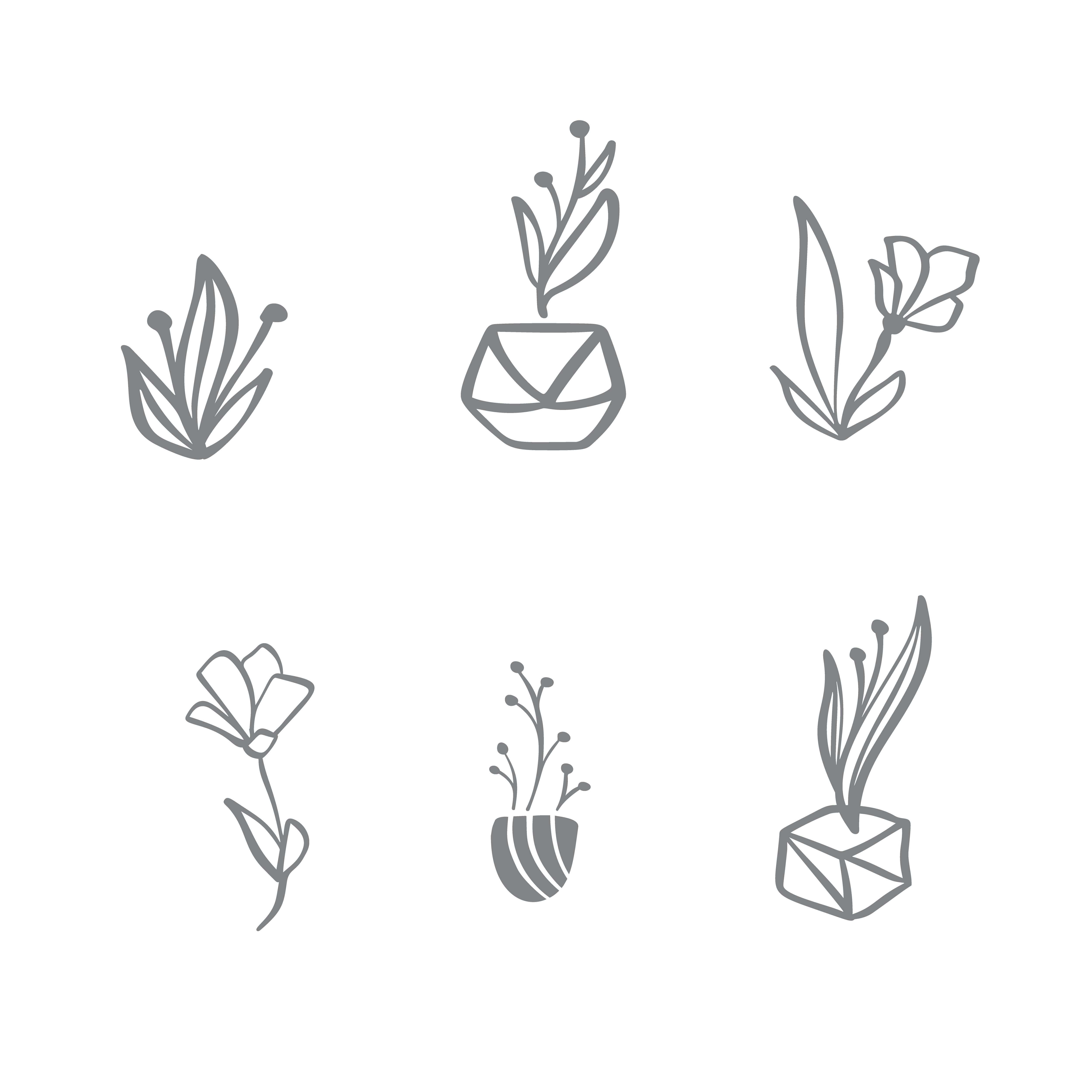 Download Set of vector scandinavian floral Logo. Hand drawn icon flower organic cosmetic, florist wedding ...