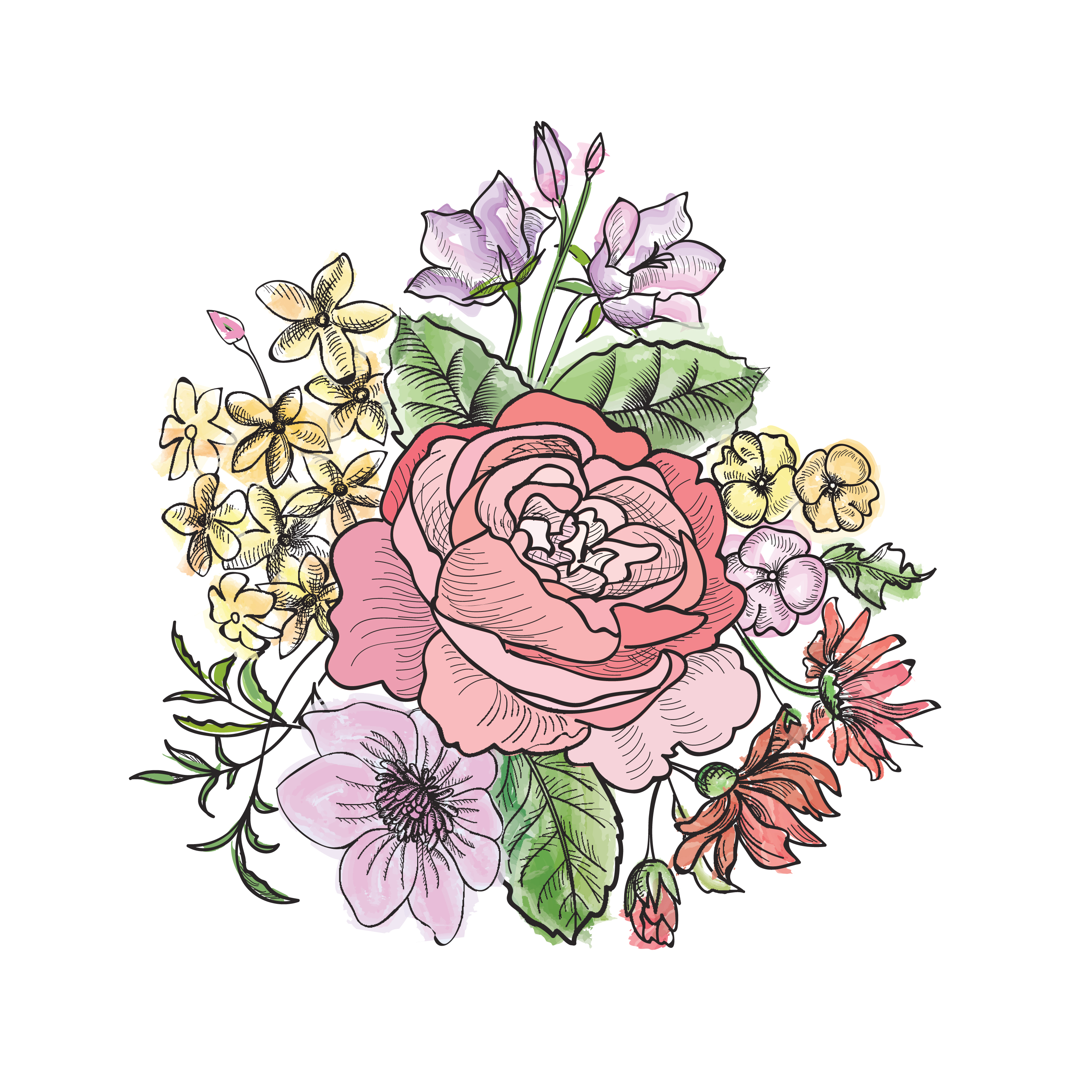 Download Flower bouquet. Floral frame. Flourish greeting card. Summer decor - Download Free Vectors ...