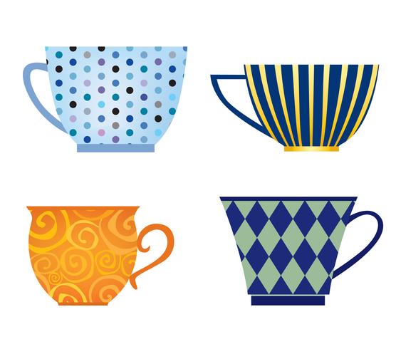 Cup set. Coffee break icon. Stylish tea mug collection isolated on white. vector