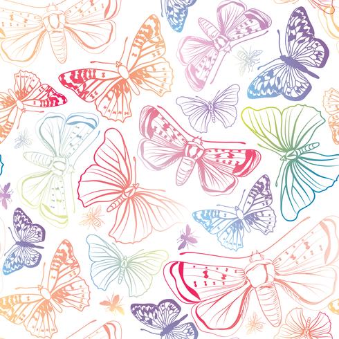 Mariposa de patrones sin fisuras. Fondo floral de la fauna de las vacaciones de verano. vector