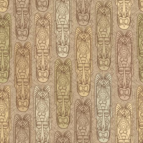 Ethnic seamless pattern, tribal style. African mask tiled background. vector