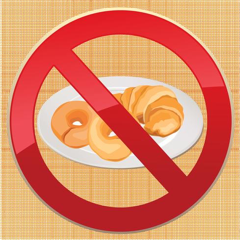 Gluten free icon. No bread sign. Ban high-calorie food symbol vector