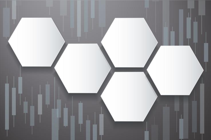 hexagon and candlestick stock exchange background vector