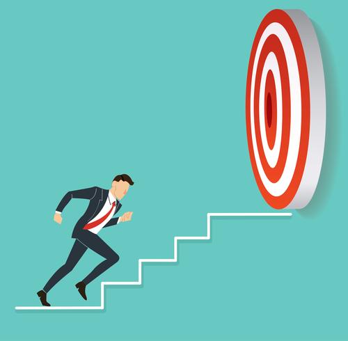 businessman running to target archery. business concept vector