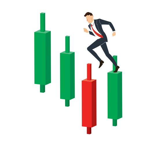 running businessman on Candlestick stock exchange vector