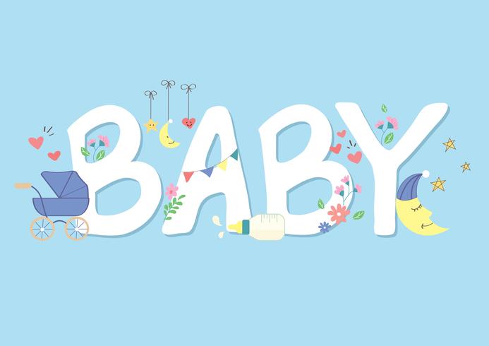 cute baby font vector 