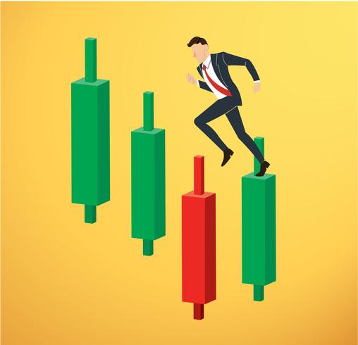 running businessman on Candlestick stock exchange vector