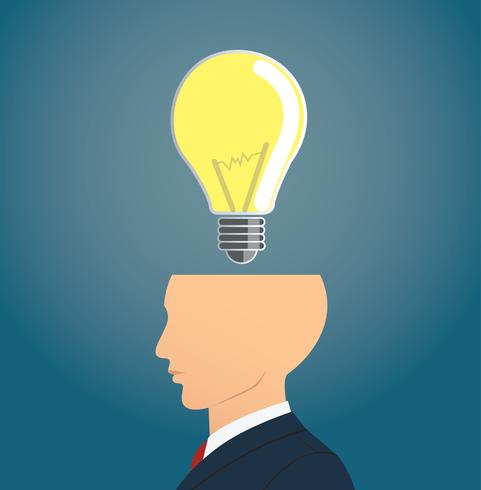 Businessman thinking with light bulb icon. concept of thinking  vector