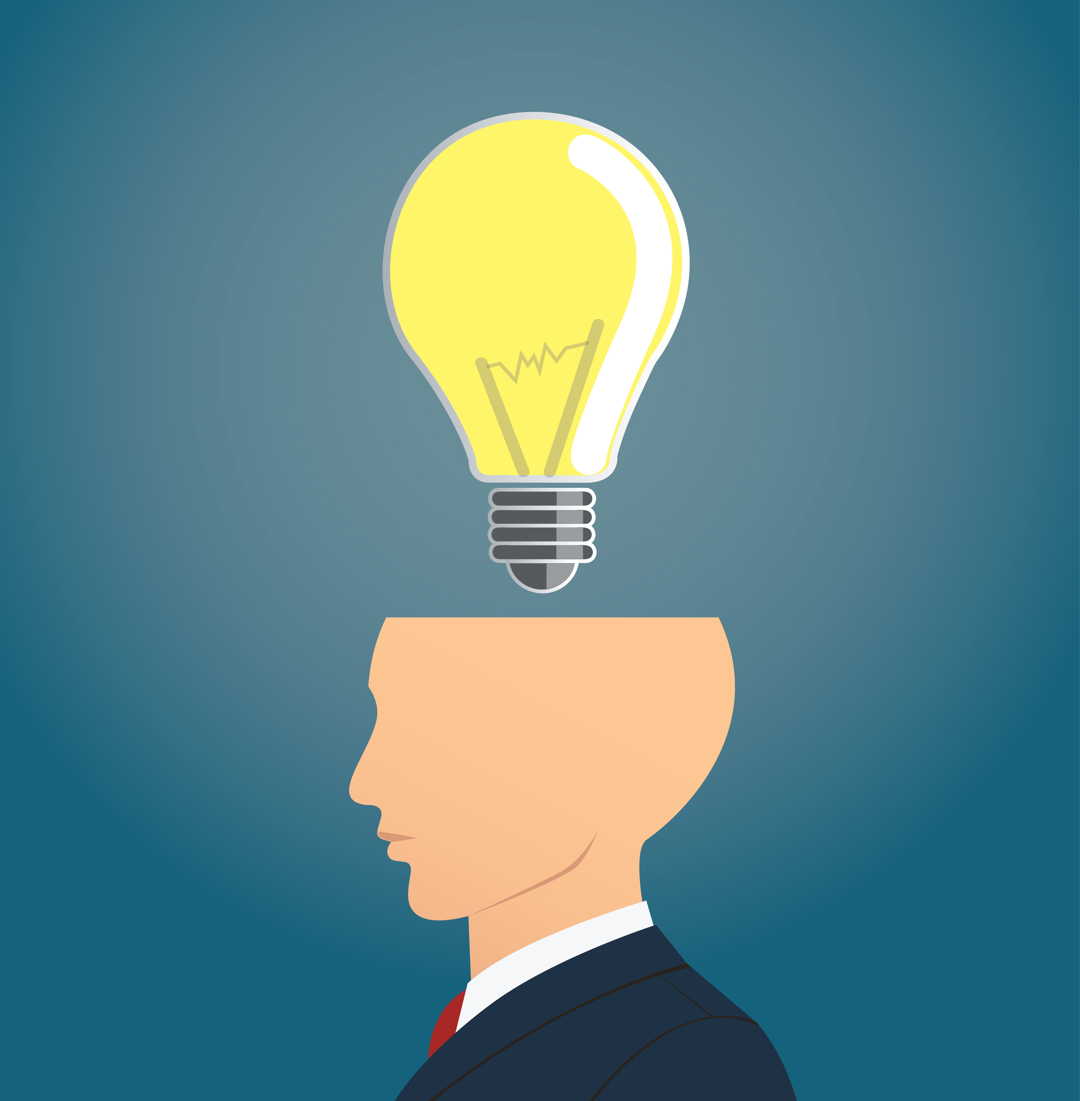 Businessman Thinking With Light Bulb Icon Concept Of Thinking 531439