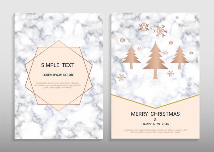 Merry Christmas and Happy New Year Greeting card design template. vector