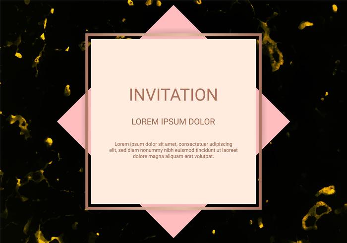 Greeting card design template, Minimal banner and cover with marble texture and geometric golden foil detail background. vector