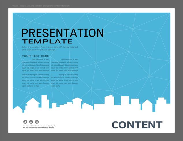 Presentation design template, City buildings and real estate concept. vector