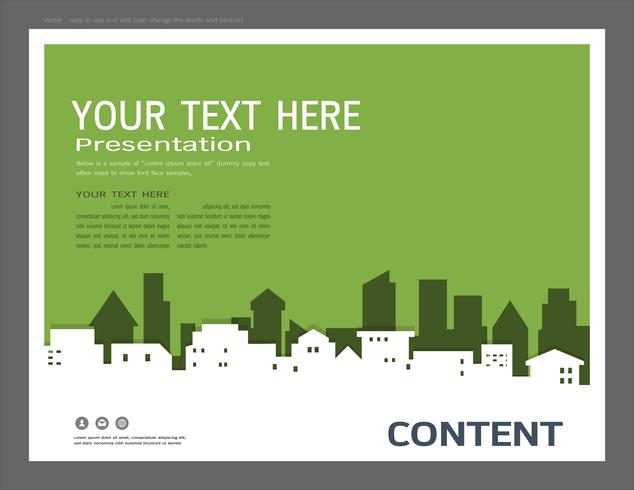 Presentation design template, City buildings and real estate concept. vector