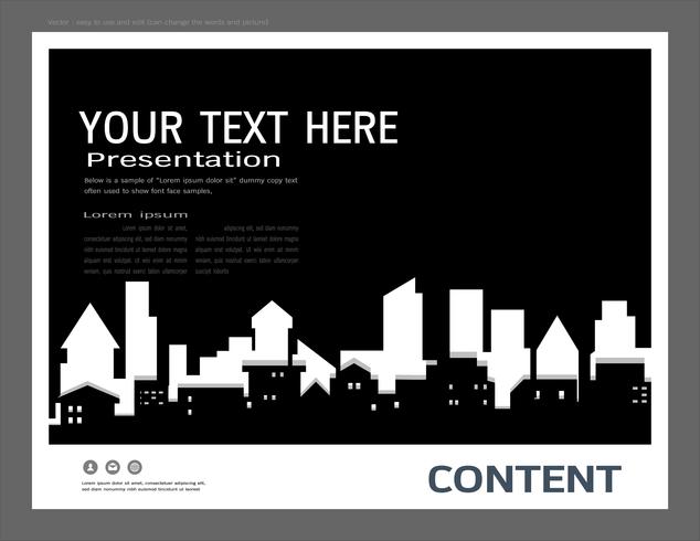 Presentation design template, City buildings and real estate concept. vector