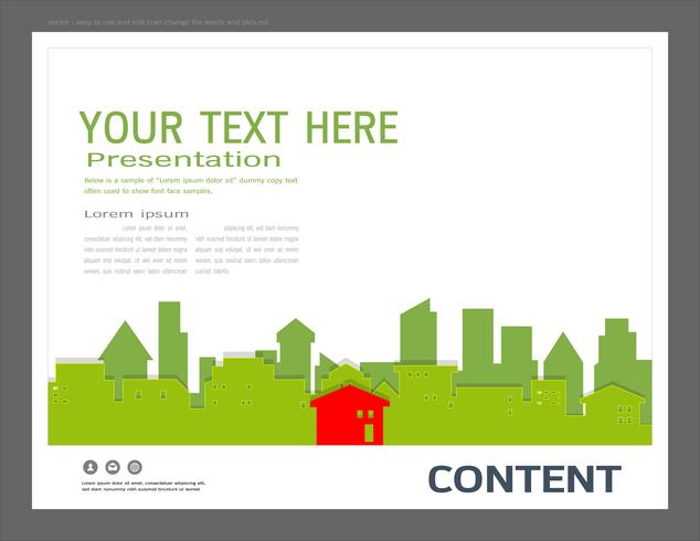 Presentation design template, City buildings and real estate concept. vector