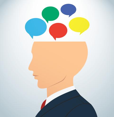 businessman head with colorful chat box  vector