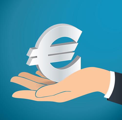 hand holding Euro icon vector