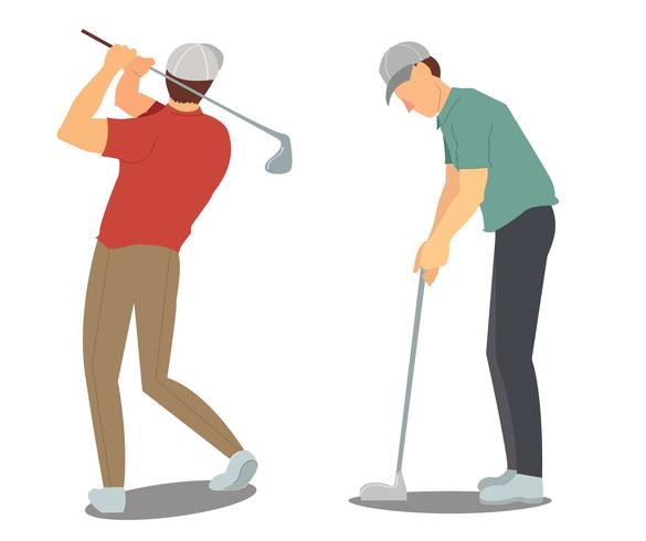 drawing Man swinging golf cartoon vector