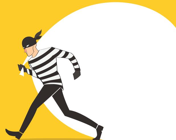 thief in a mask character bandit cartoon with robber bag background  vector