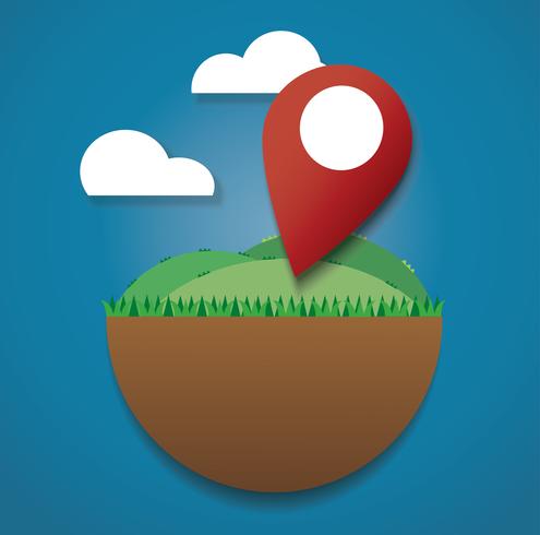 Location icon on the green field. reach to destination. travel symbol  vector