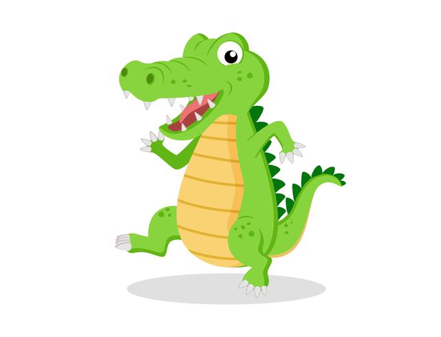 Cute cartoon crocodile alligator  on white background - Vector illustration