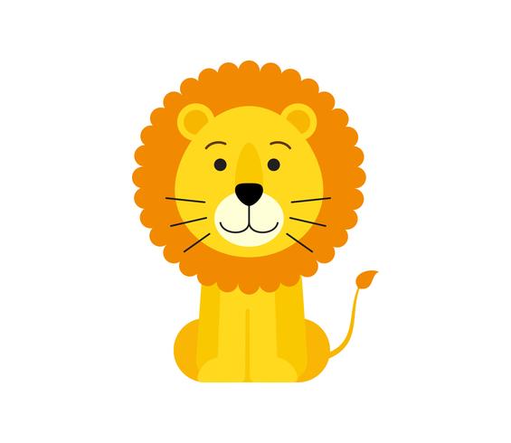 Vector illustration of cute lion cartoon isolated on white background