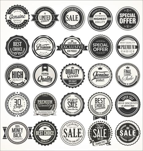 Colección de insignias y etiquetas retro vintage vector