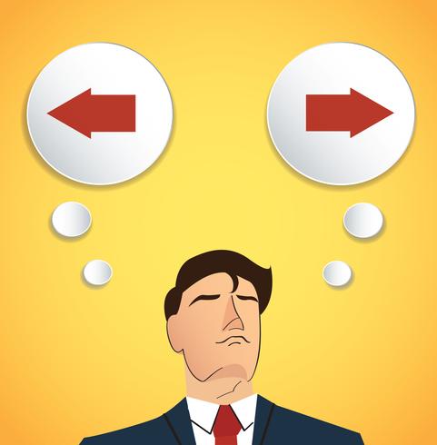 businessman try to make decision , Left or Right  vector