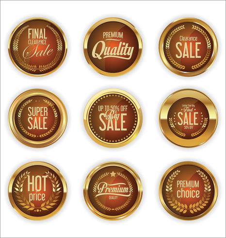 Luxury premium golden badges and labels vector