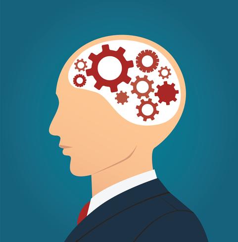 Businessman and gears icon in head  vector