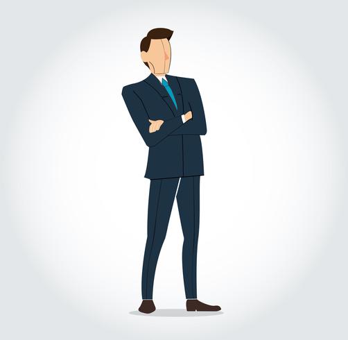 Successful businessman standing with crossed arms background vector