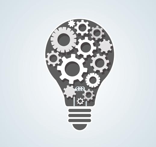 gears in light bulb shape , abstract gears concept of thinking vector