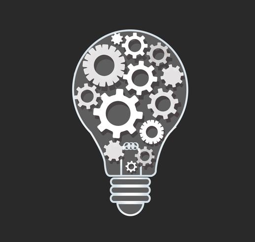 gears in light bulb shape , abstract gears concept of thinking vector
