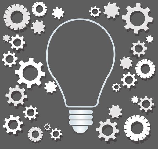 gears in light bulb shape , abstract gears concept of thinking  vector