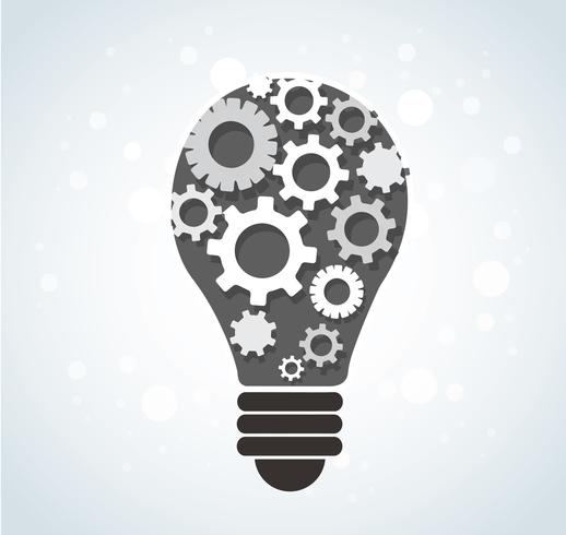 gears in light bulb shape , abstract gears concept of thinking vector