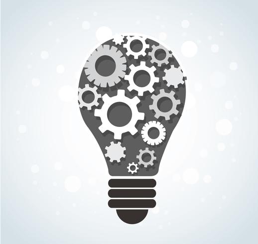 gears in light bulb shape , abstract gears concept of thinking vector