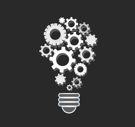 gears in light bulb shape , abstract gears concept of thinking vector