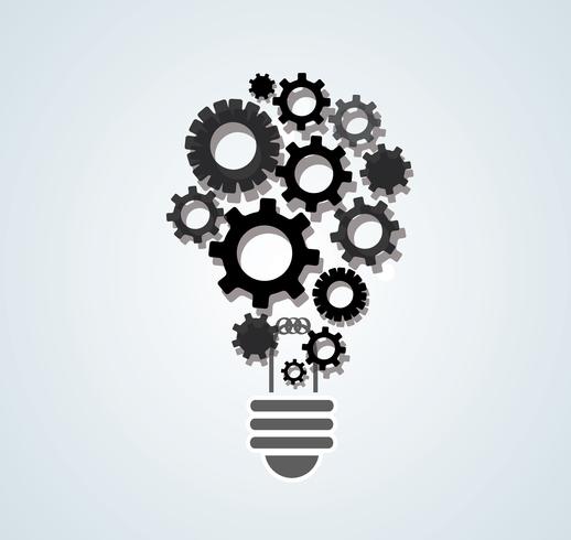 gears in light bulb shape , abstract gears concept of thinking vector
