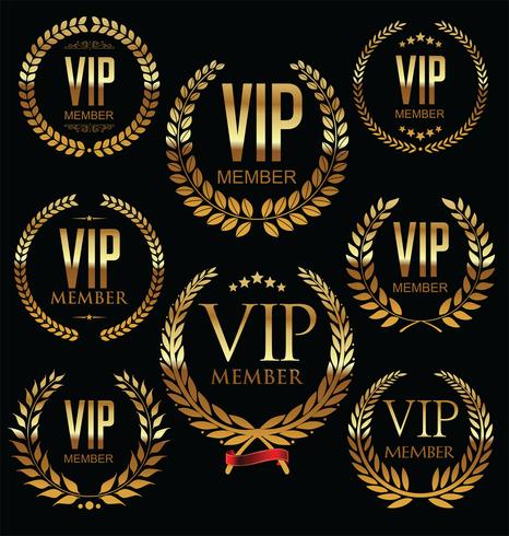 Colección de la insignia de oro miembro vip vector