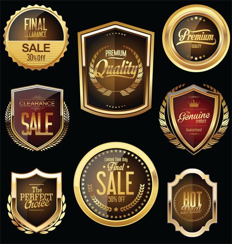 Luxury premium golden badges and labels vector