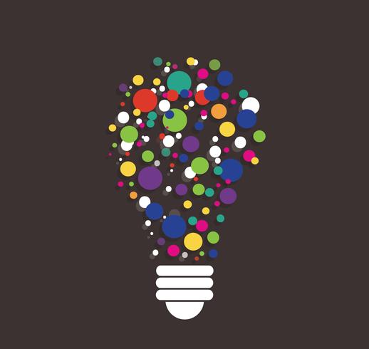 colorful points in light bulb shape vector